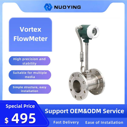 Industrial Vortex Flowmeter, High Precision Steam Gas Liquid Flow Meter for Pipeline Industrial Working Condition