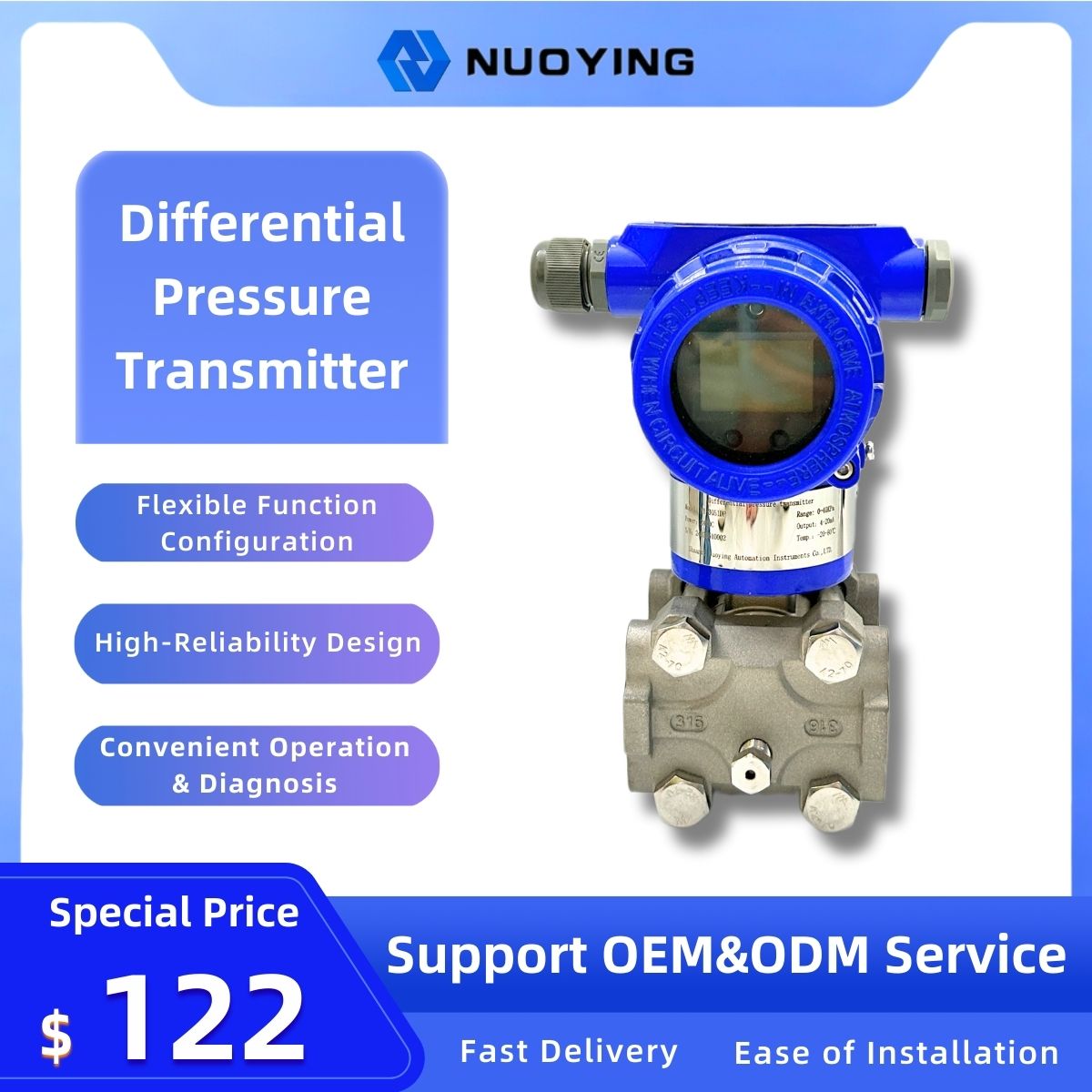 NY3051 Intelligent Differential Pressure Transmitter - High Precision, Remote Adjustment for Industrial Process Control