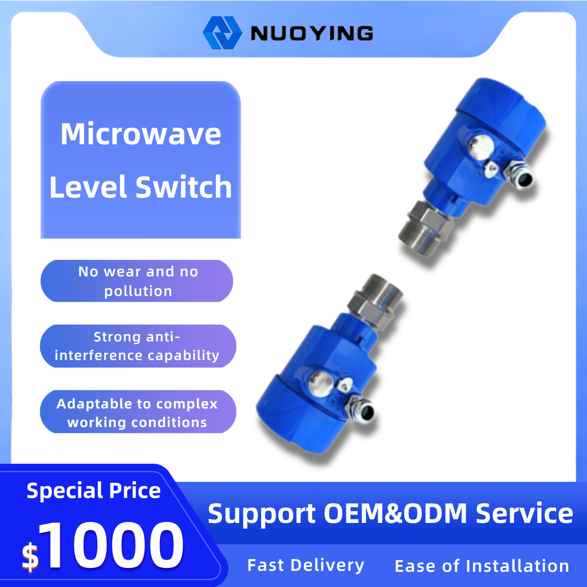 Microwave Level Switch for Liquids, Dust & Solids – Ideal for Applications with Special Requirements of No Hole-Opening