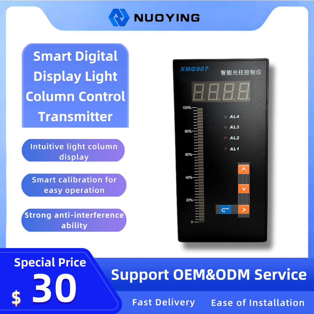 Vertical Smart Digital Display Light Column Control Transmitter – For Level Sensors, Auto Pump/Valve Control